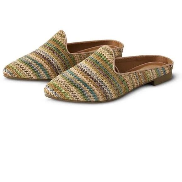 Serra Multi Colored Raffia Boho Mules size 7 - Picture 1 of 7